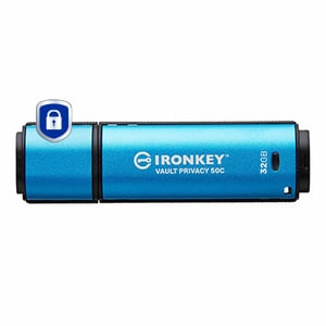 Kingston Technology IronKey Vault Privacy 50 USB-minne 32 GB USB Type-C 3.2 Gen 1 (3.1 Gen 1) Svart, Blå