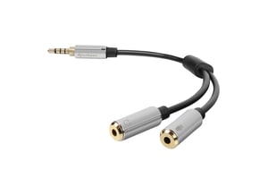 Sharkoon 0,12 m, 3,5 mm/2x3,5 mm Audiokabel 0,12 m Schwarz, Silber