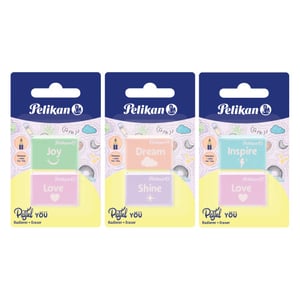 Pelikan 606196 Eraser, Plastic, Assorted Colors, 2 pcs.