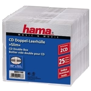 Hama 00051168 opakowania na płyty CD Opakowanie cienkie 2 dysków Przezroczysty