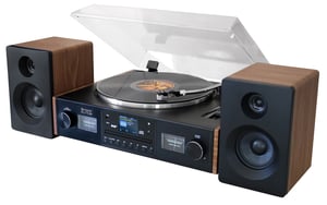 Soundmaster PL920 Turntable with Rotating Platter Belt-Driven Turntable Black, Wood Semi-Automatic
