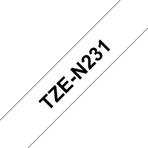 Brother TZE-N231 Label Ribbons, Black on White, TZ