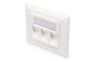 Digitus Abdeckung für Unterputz-Anschlussdosen für Keystone-Module, Rahmen 80 x 80 mm, Mittelplatte 50 x 50 mm