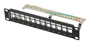 Lanberg patchpanel, tom, 12 portar, 1U, 10 FTP för keystone-moduler, svart, v2