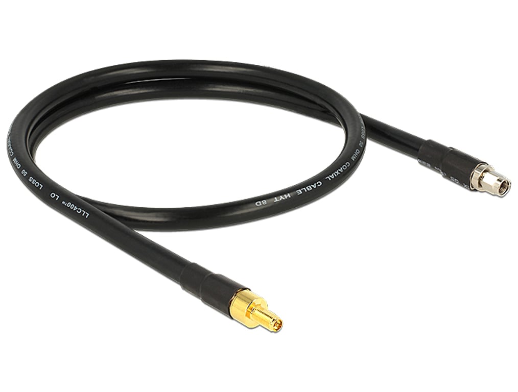 DeLOCK 1m RP-SMA/RP-SMA kabel koncentryczny CFD400, LLC400 Czarny