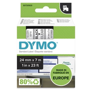 DYMO D1 Original-Etiketten | Rolle 24 mm x 7 m | schwarzer Aufdruck auf transparentem Träger | selbstklebende Etiketten für LabelManager-Etikettendrucker