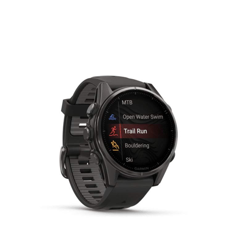 фото Смарт-годинник Garmin Fenix 8 43mm Amoled Sapphire Carbon Gray DLC Tit. w. Black/Pebble Gray S. Band (010-02903-20/21/28)