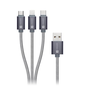 Connect IT CI-1229 USB 3.2 Gen 1 (3.1 Gen 1) Cable, 1.2 m, USB-A to USB-C/Micro-USB-B/Lightning, Silver