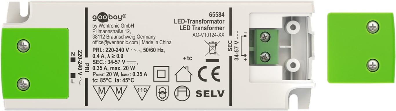 Goobay 65584 transformator prądu Biały, Zielony 0,35 A