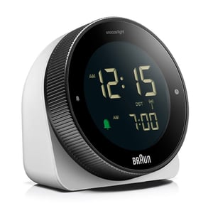 Braun BC24W-DCF Wand-/Tischuhr, funkgesteuerte Uhr, rechteckig, schwarz, weiß