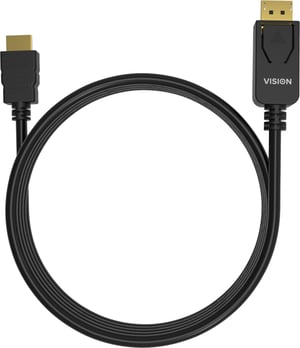 Vision TC 2MDPHDMI/BL Cable Adapter, 2 m, DisplayPort to HDMI Type A (Standard), Black