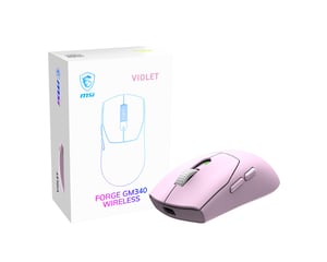 MSI Forge Gm340 Wireless Violet Gaming Mouse, Ambidextrous, RF Wireless + Bluetooth, Optical, 12,000 DPI