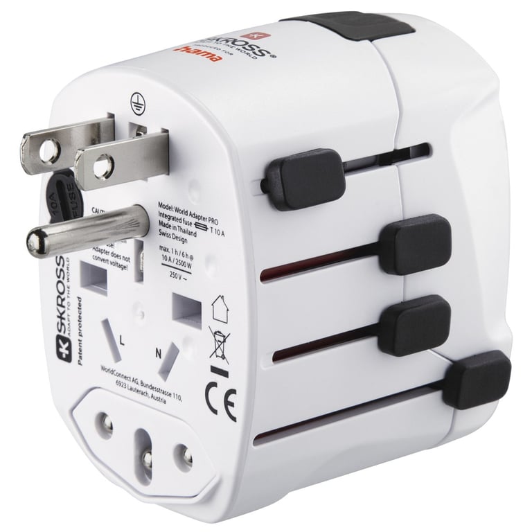 Hama World Travel Pro adapter wtyczek zasilających Uniwersalne Biały