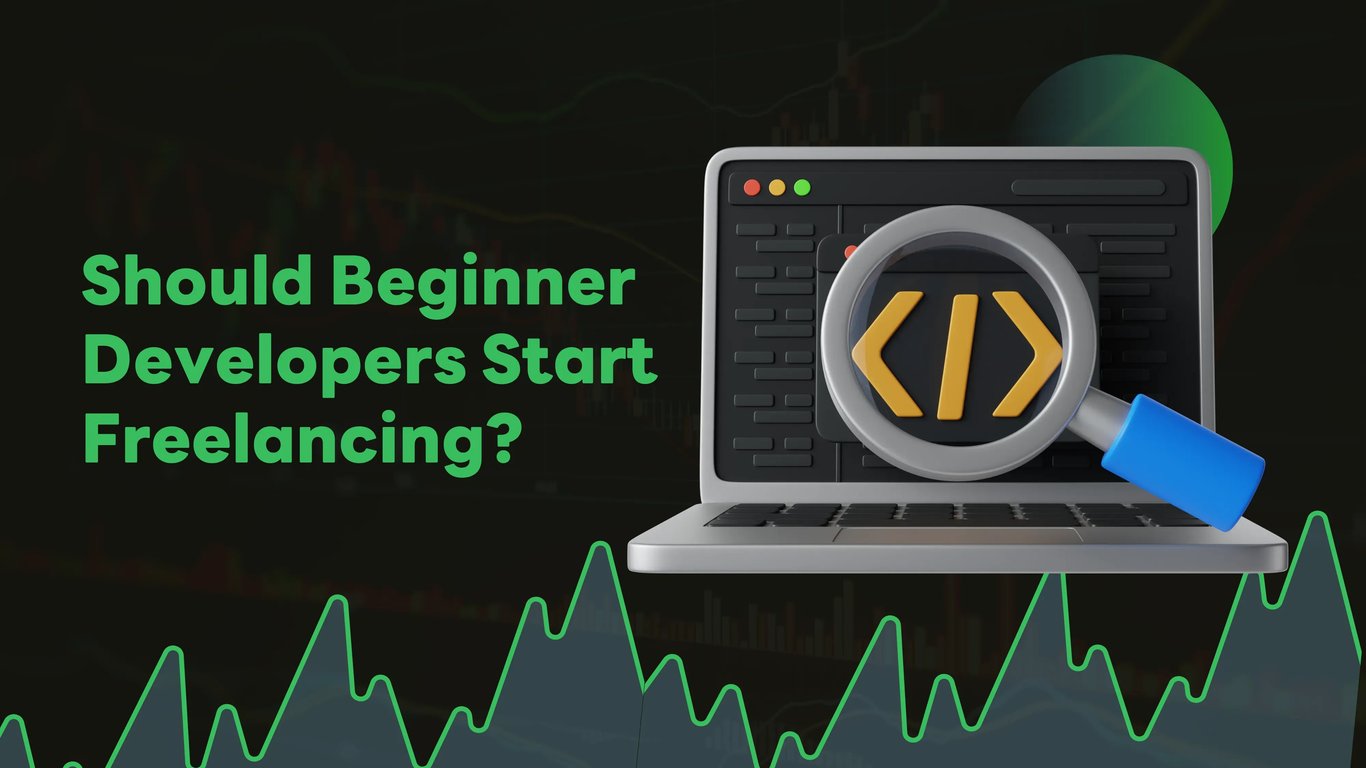 Beginner software developer weighing career options between full-time employment and freelancing, showing pros and cons comparison for new programmers