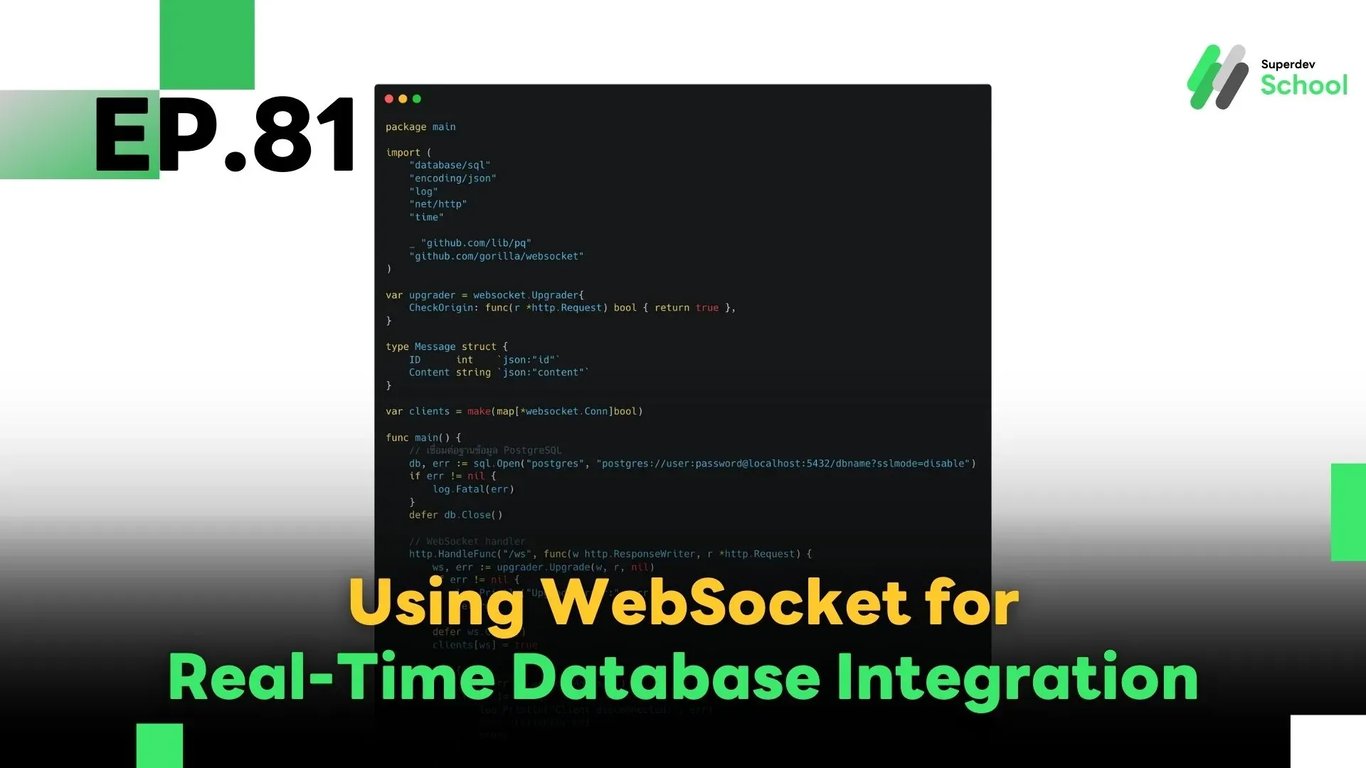 Golang example code connecting WebSocket with real-time database