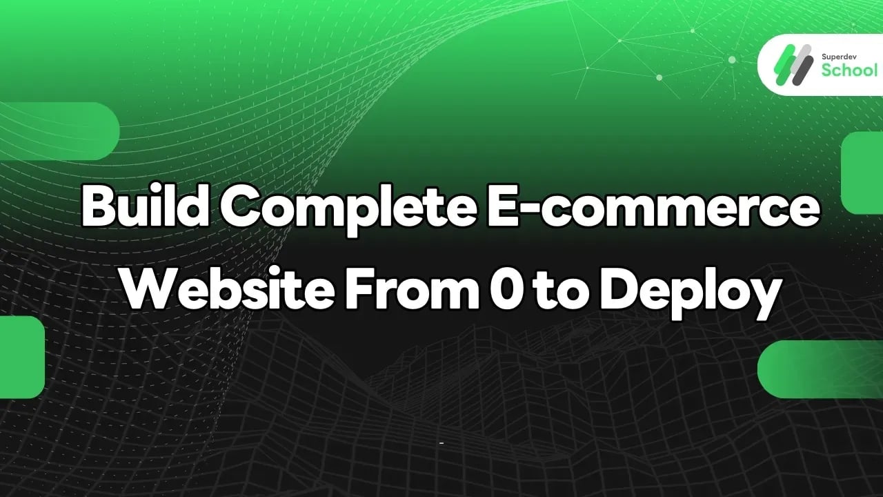 Web developer building comprehensive E-commerce website on computer screen showing UI/UX design and system architecture development