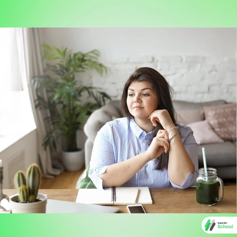 woman work alone