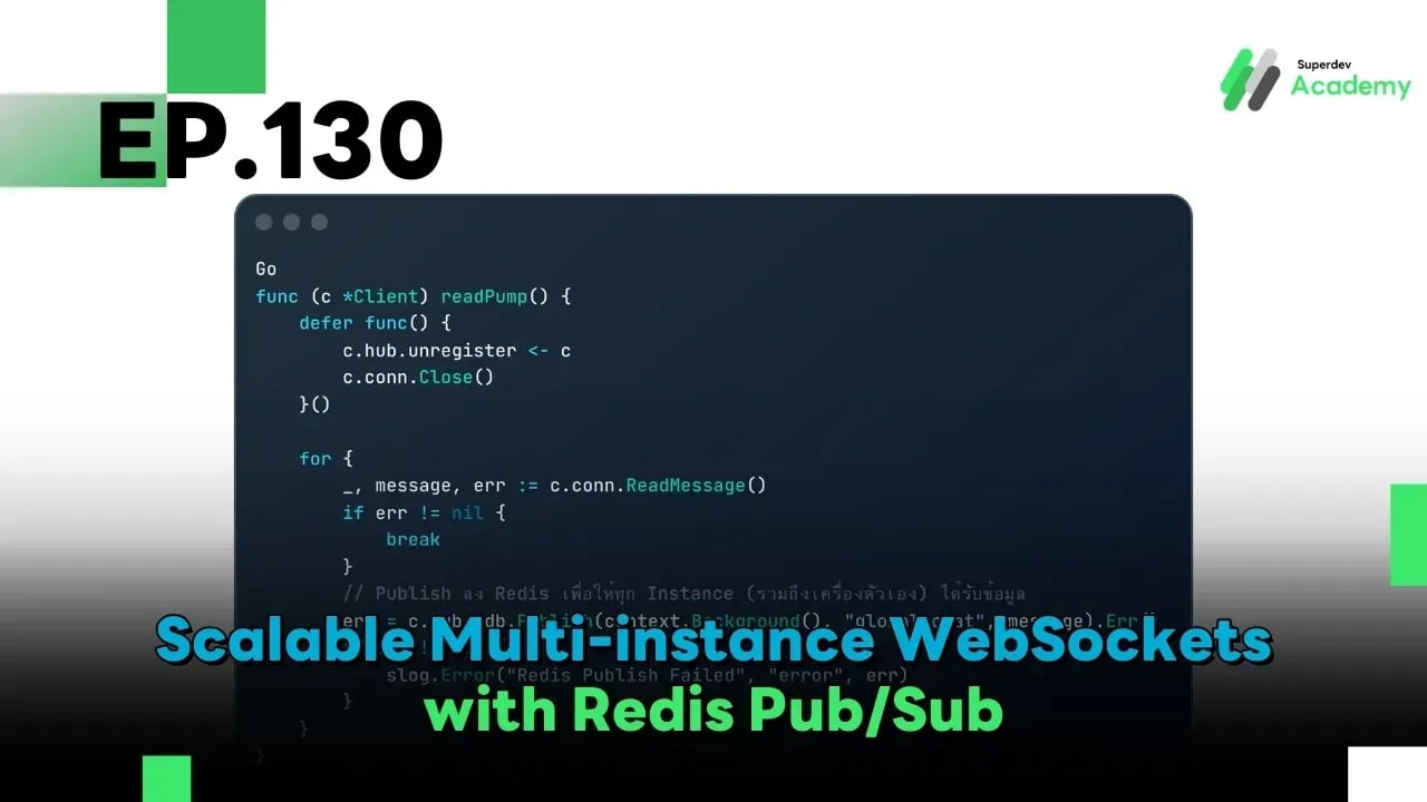 Cover Image Golang The Series EP 130: Scalable Multi-instance WebSockets with Redis Pub/Sub