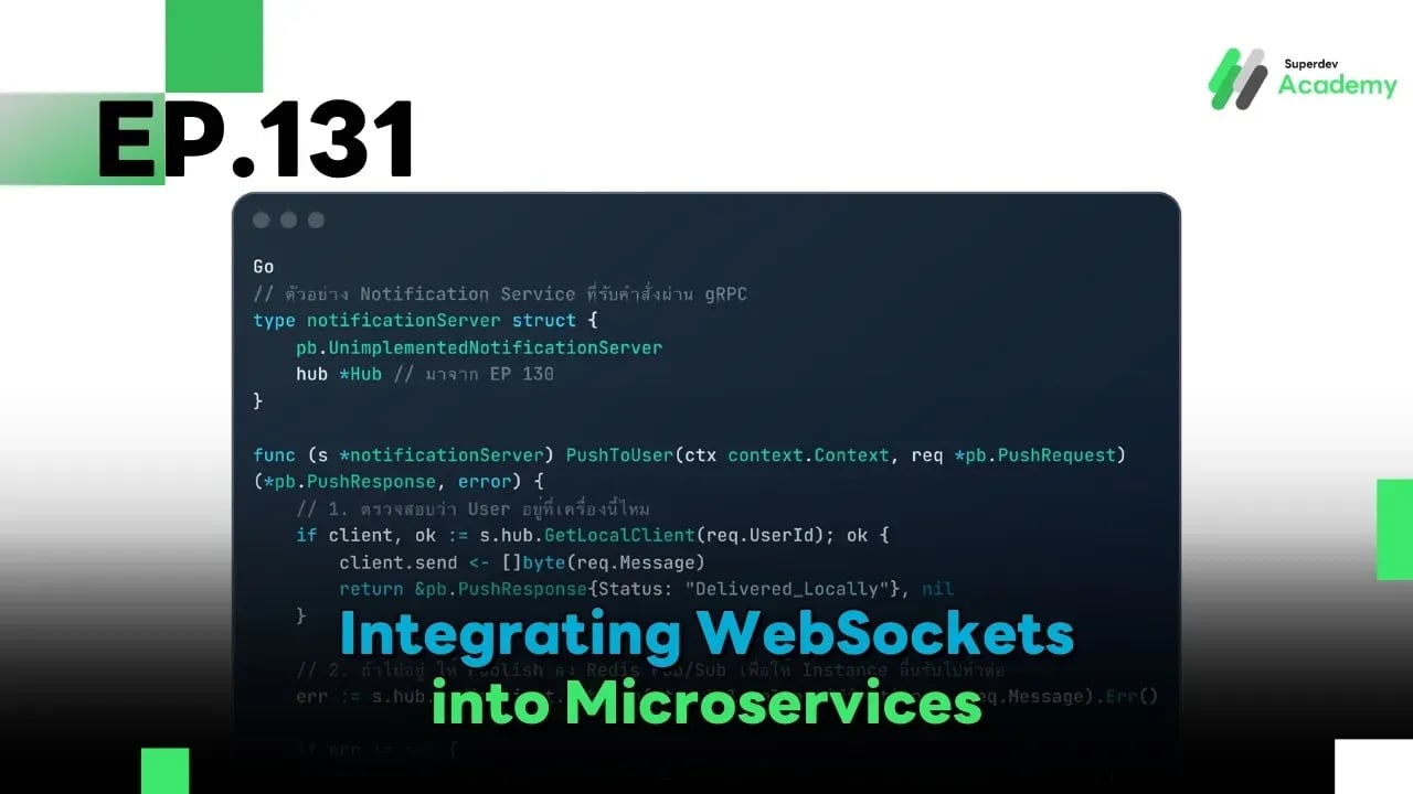 Cover Image Golang The Series EP 131: Integrating WebSockets into Microservices