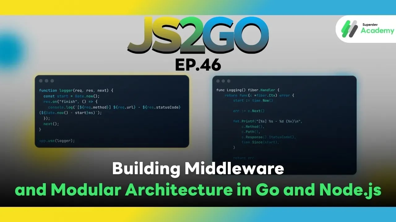 Cover Image JS2GO EP.46 Building Middleware and Modular Architecture in Go and Node.js