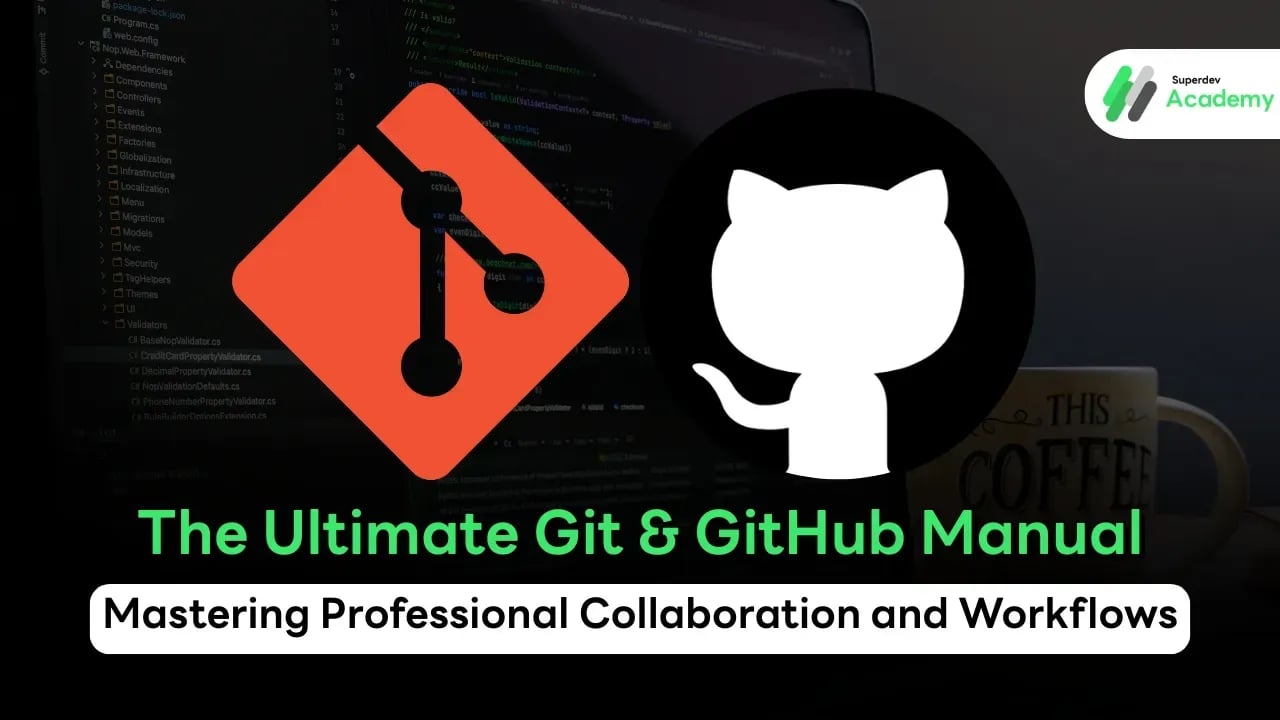 Cover Image The Ultimate Git & GitHub Manual Mastering Professional Collaboration and Workflows