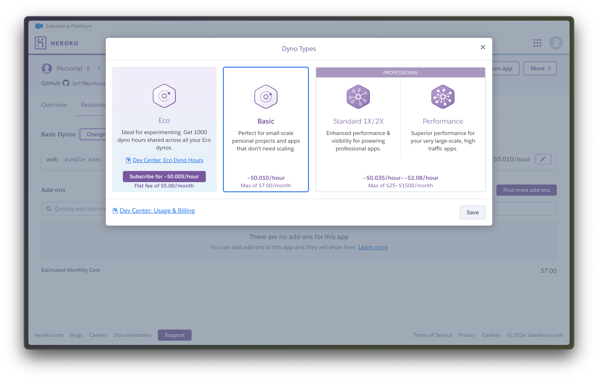 Changing a Heroku dyno type