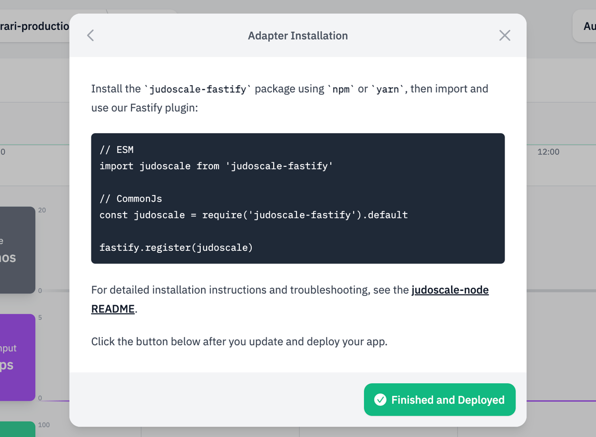 Screenshot of Judoscale adapter installation instructions