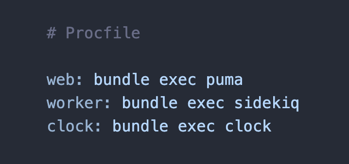 Screenshot of a Procfile with a clock process defined
