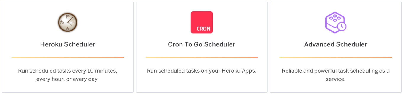 Screenshot of Heroku scheduling add-ons