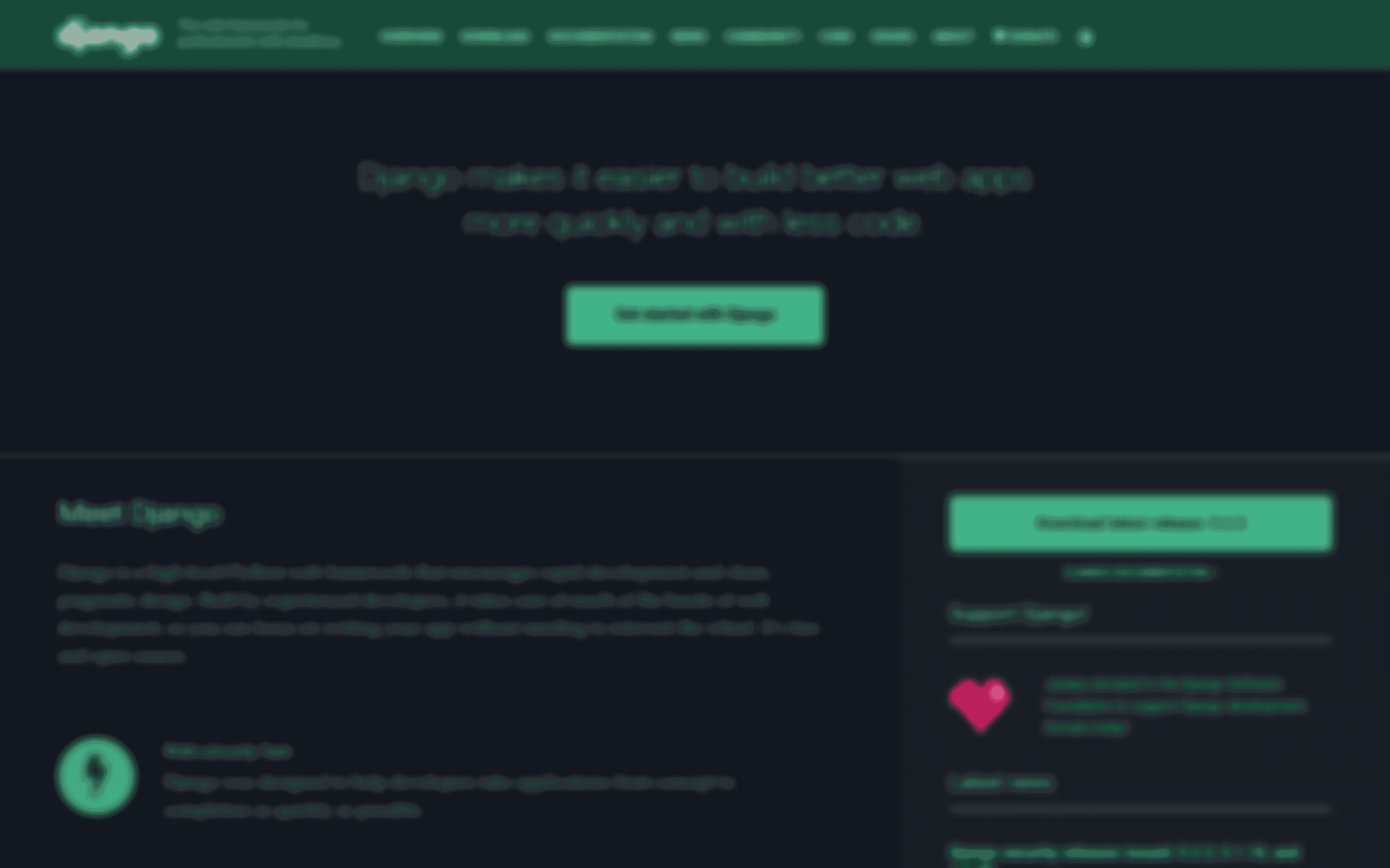 Django homepage shows healthy community support