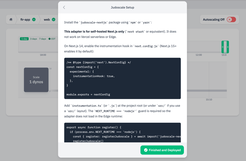 Screenshot: Judoscale package installation instructions