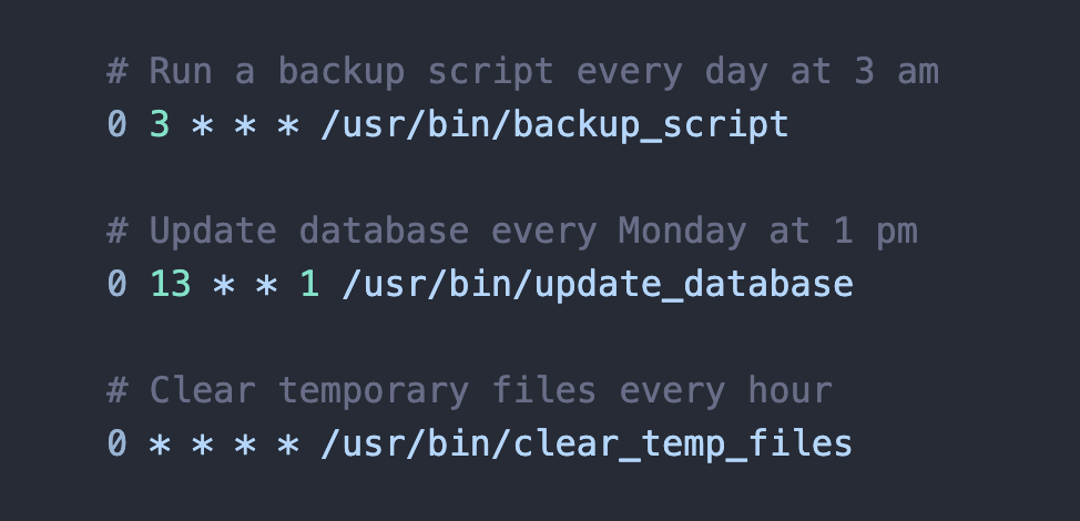 Example Crontab configuration file