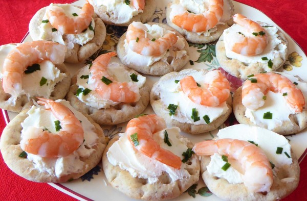 Canapés aux crevettes