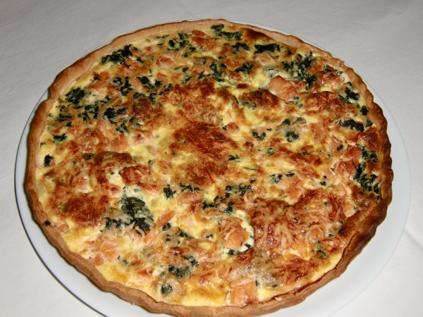 Tarte aux épinards et saumon fumé