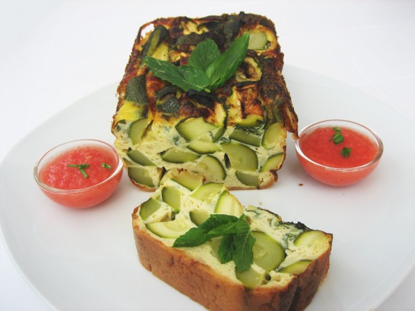 Terrine de Courgette et coulis de tomate