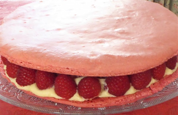 Macaron géant aux framboises