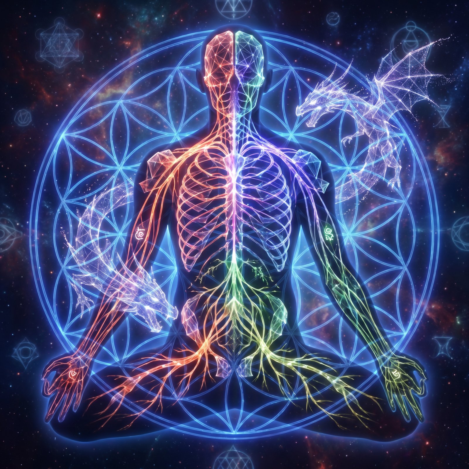 The Embodiment Lattice: Sacred Geometry of Dragon Integration in Human Tissue