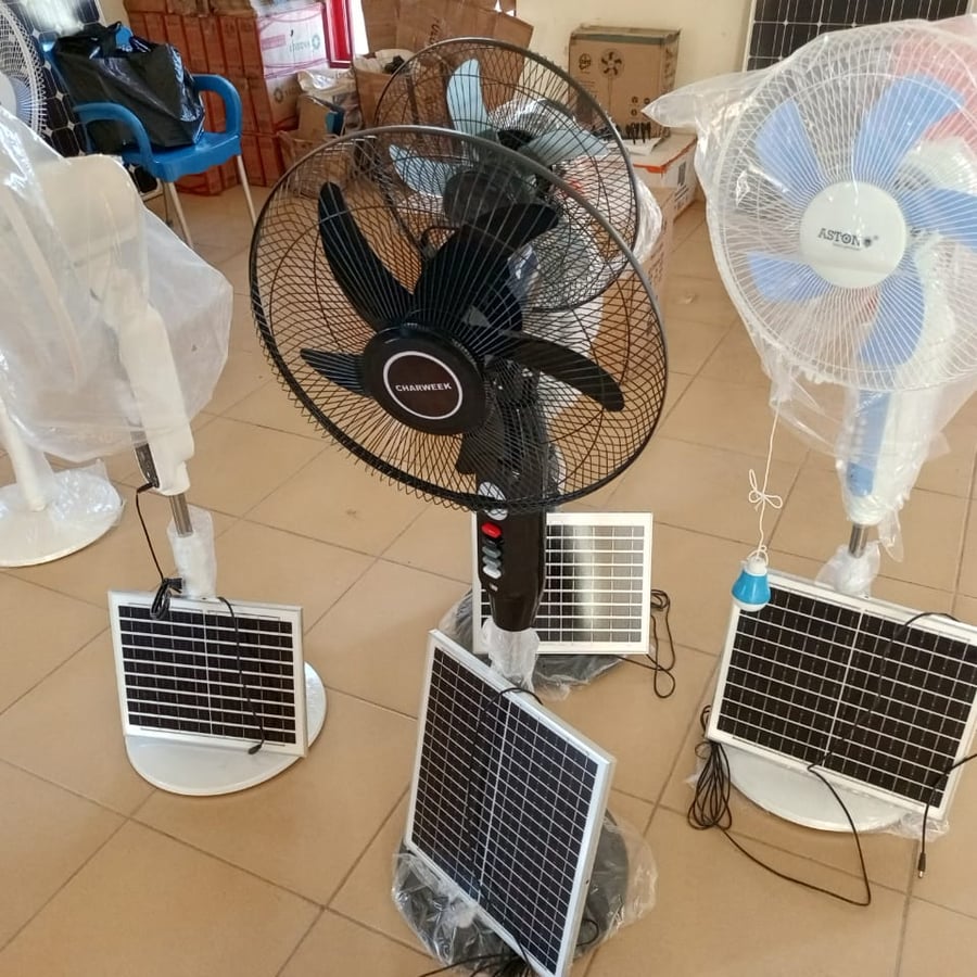 Solar Rechargeable Fan with Mp3, Solar Panels, Remote Control