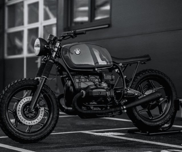 Cafe Racer BMW R100 Green Knobby Tires