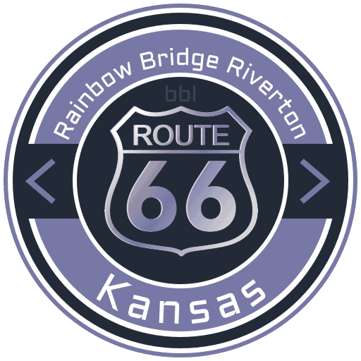 Route 66 Rainbow Bridge Riverton Kansas Badge
