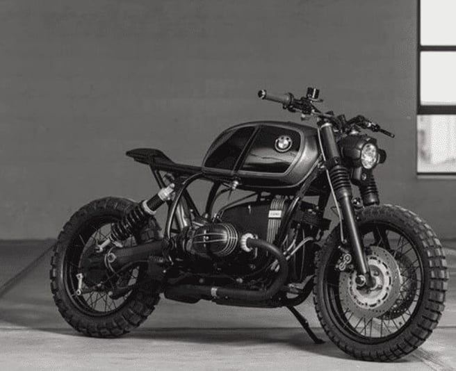 Cafe Racer BMW R100 Black Knobby Tires