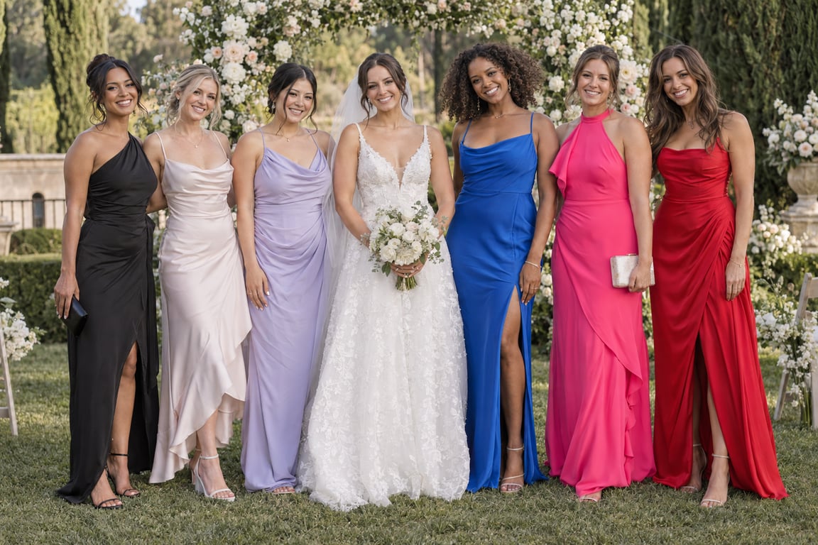 Let’s debate. Other than white, are there any other colors you can’t wear to a wedding?