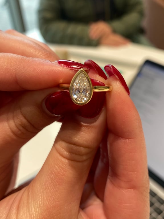 How many stars do you give this pear-shaped bezel diamond ring? 