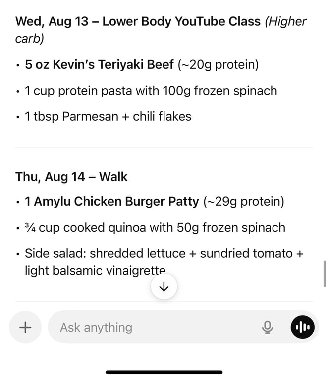 Has anyone tried to use ChatGPT to give them a meal plan? Not just meal ideas, but truly feeding it a details health goal and current status? What have you thought? Bonus point for feedback in comments.