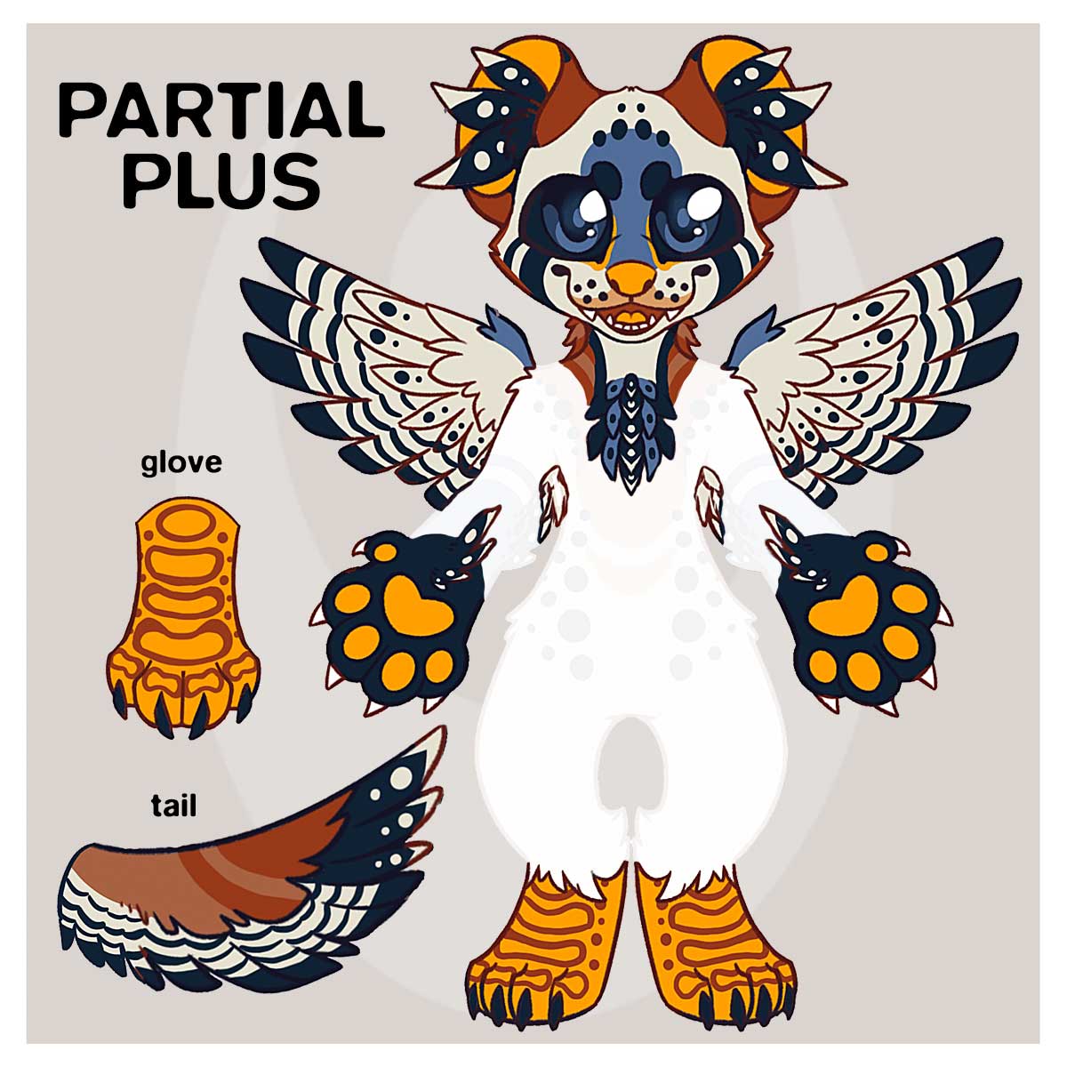 KINOORY fursuit complet à adopter - hybride Fouine blanche / Crécerelle d'Amérique - Image 5