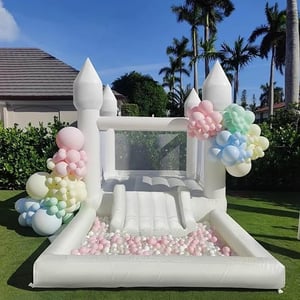 White Bounce House with Air Blower- Portable