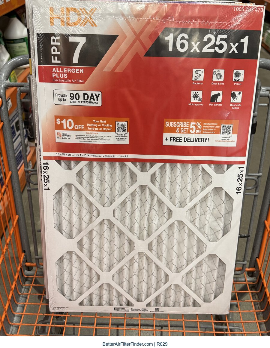 HDX Allergen Plus Electrostatic Air Filter, photographed package