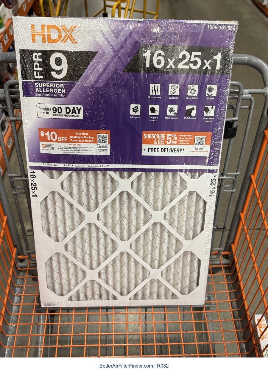 HDX Superior Allergen Electrostatic Air Filter, photographed package