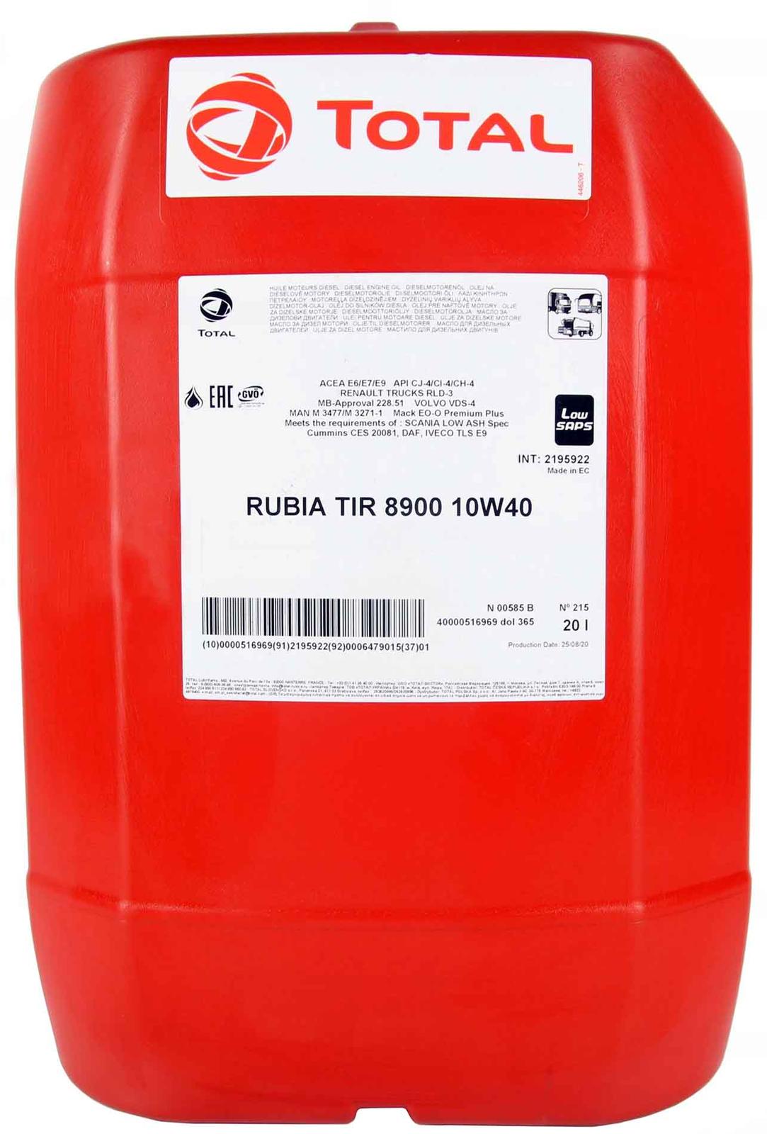Total моторное масло Rubia TIR 8900 10W-40