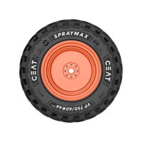 Ceat шина VF380/105R50 179D SPRAYMAX TL — шина на оранжевом диске, вид сбоку